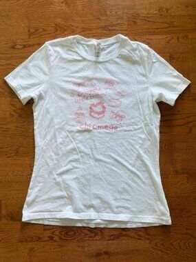 Chi Omega XO T Shirt Top Short Sleeve Women Tee White Pink S Crew Graphic Little